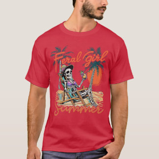 Camiseta Feral Girl Summer Engraçado Memória Skeleton Hawai