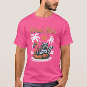 Camiseta Feral Girl Summer Funny Meme Feral Raccoon Beach V