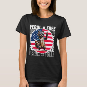 Camiseta Feral & Livre Esquilo Patriótico Engraçado Feral E