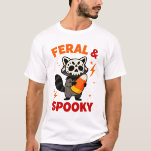 Camiseta Feral Spookon Raccoon Halloween - Crânio de Milho