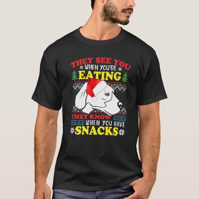 Camiseta Feriado 365 - Feriado de Natal Beagle Santa Hat (Frente)