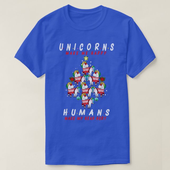 Camiseta Feriado 365 Unicórns Árvore de Natal Unicórns Faça (Frente do Design)