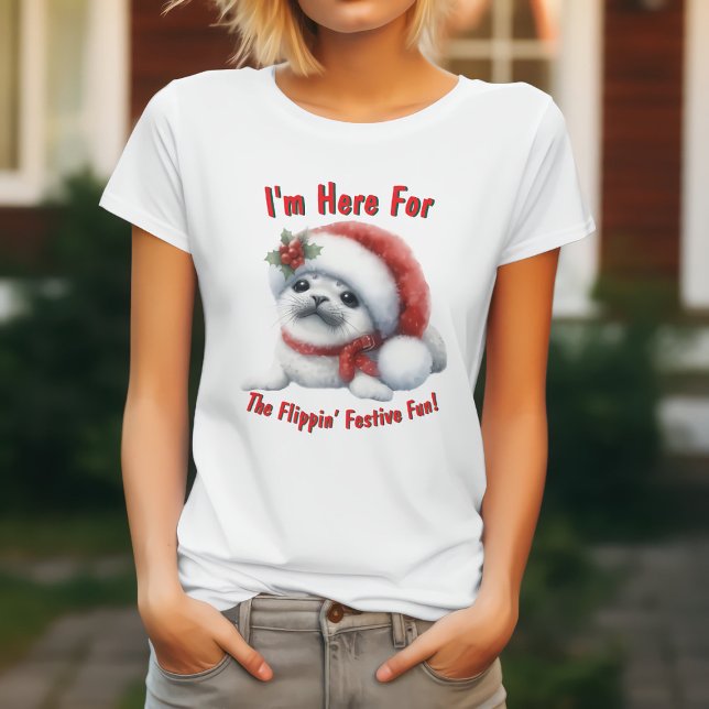 Camiseta Feriado Adorável Feriado - Fócio Festivo (Criador carregado)