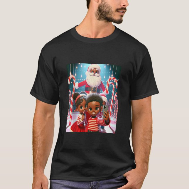 Camiseta Feriado Afro-Americano Candy Cane Lane (Frente)