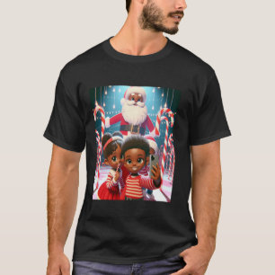 Camiseta Feriado Afro-Americano Candy Cane Lane