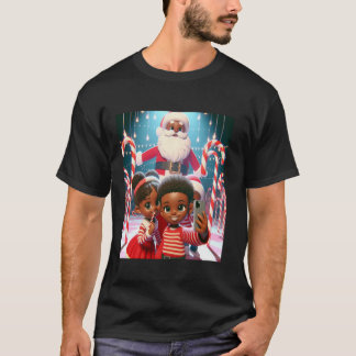 Camiseta Feriado Afro-Americano Candy Cane Lane