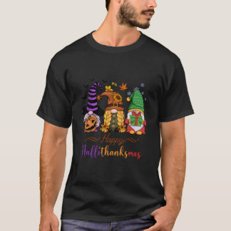 Camiseta Feriado Alegre Em Uma Tee Hallothankmas Gnomas Mul