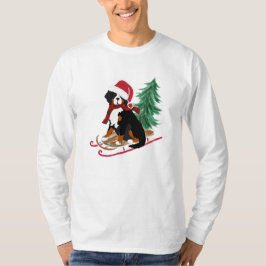 Camiseta Feriado Bernese Mt Cachorro de Natal Sled