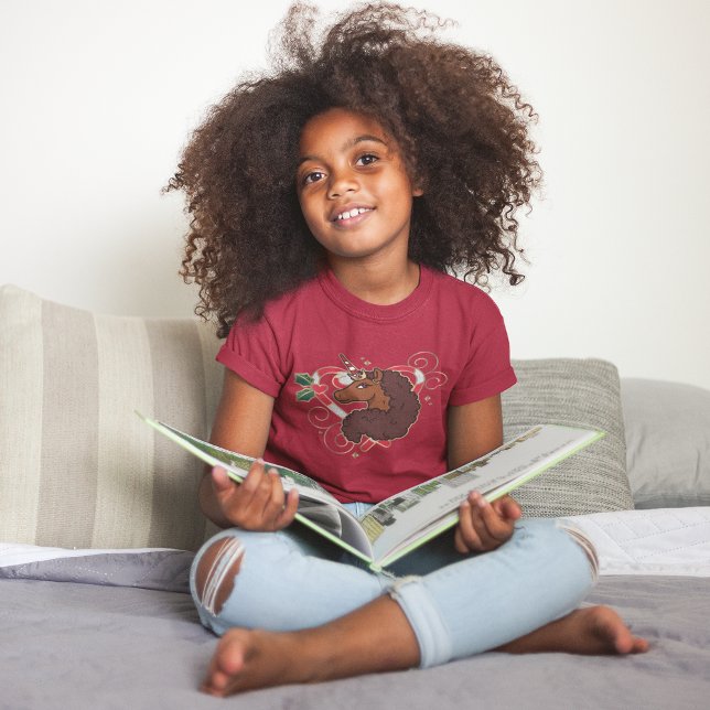 Camiseta Feriado Cardíaco do Carneiro Afro Unicorn Candy (Criador carregado)