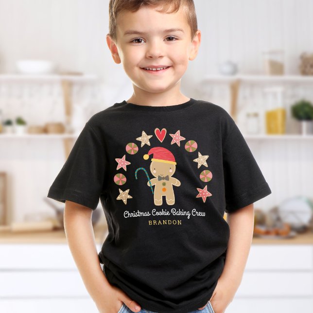 Camiseta Feriado Cute Gingerbird Boy Cookie Baking Crew (Criador carregado)
