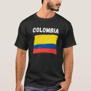 Camiseta Feriado da Bandeira da Colômbia Vintage Grunge Ban