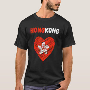 Camiseta Feriado da Bandeira de Hong Kong Coração de Hong K