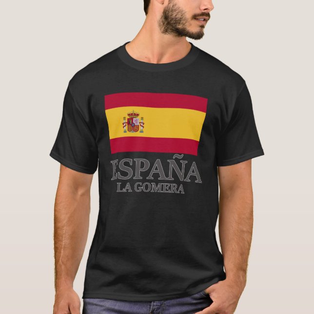 Camiseta Feriado da espanha da Bandeira de La Gomera na Eur (Frente)