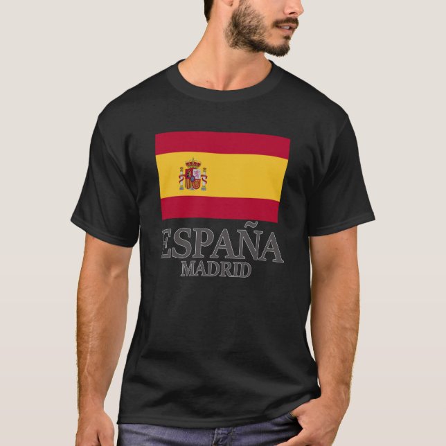 Camiseta Feriado da espanha da bandeira de Madrid na Europa (Frente)