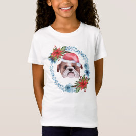 Camiseta Feriado de Bulldog do Boné papai noel