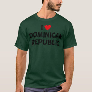 Camiseta Feriado de Caribe Vermelho Eu Amo Repub Dominicano