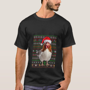 Camiseta Feriado de Frango no Xmas Feriado Febre Papai noel