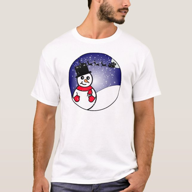Camiseta Feriado de inverno de Snowman Fresado em Cute (Frente)
