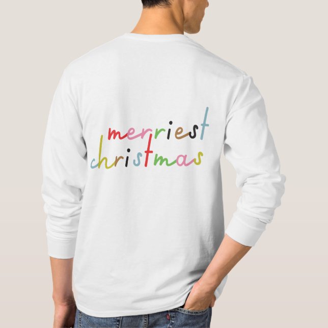 Camiseta Feriado de Natal alegre e colorido (Verso)