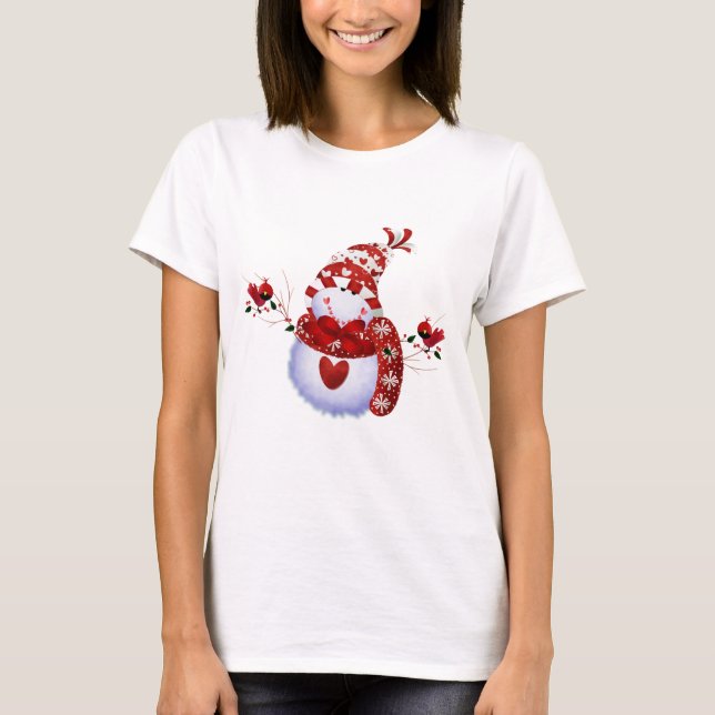 Camiseta Feriado de Natal Berry Cute Snowman (Frente)