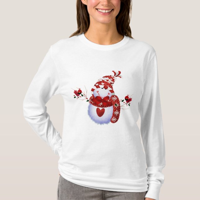 Camiseta Feriado de Natal Berry Cute Snowman (Frente)