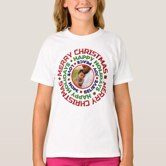 Camiseta Feriado de Natal da Família Bebê Personalizar (Frente)