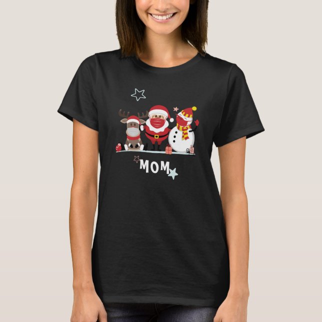 Camiseta Feriado de Natal da Família Personalizado Mãe (Frente)