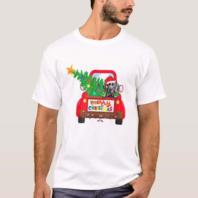 Camiseta Feriado de Natal de Caminhão Vermelho no Cão do We (Frente)