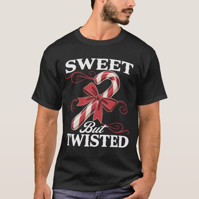 Camiseta Feriado de Natal de Cane Doce Doce Mas Torcido (Frente)