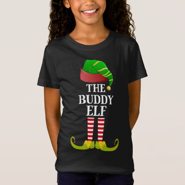 Camiseta Feriado de Natal do Budy Elf Engraçado de Pijamas  (Frente)