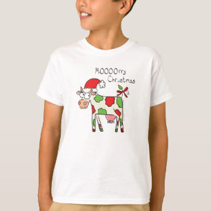 Camiseta Feriado de Natal do Cartoon Engraçado de Vaca