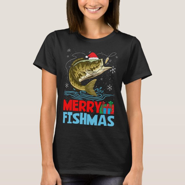 Camiseta Feriado de Natal do Fishmas feliz (Frente)