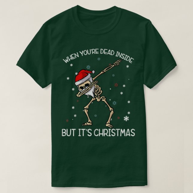 Camiseta Feriado de Natal do Skeleton Dabbing Felry Xmas Y0 (Frente do Design)