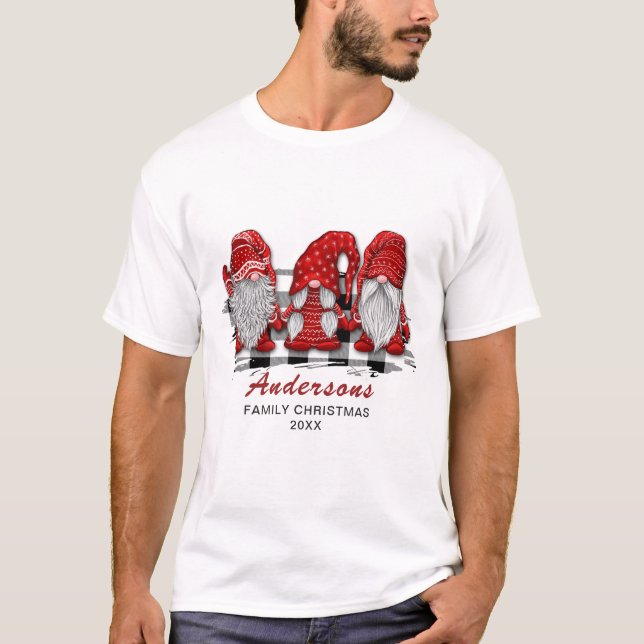 Camiseta Feriado de Natal dos Gnomos Vermelhos (Frente)