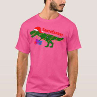 Camiseta Feriado de Natal Engraçado Santasaurus Trex Dinoss