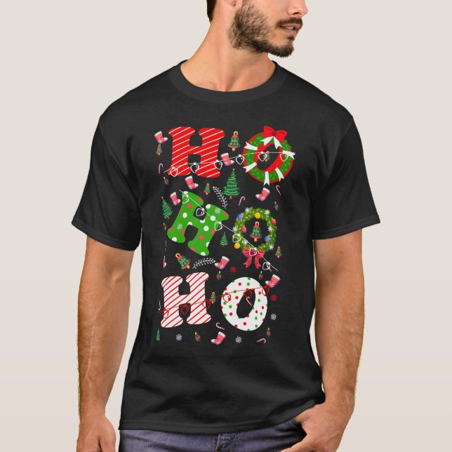 Camiseta Feriado de Natal Ho Ho Ho (Frente)