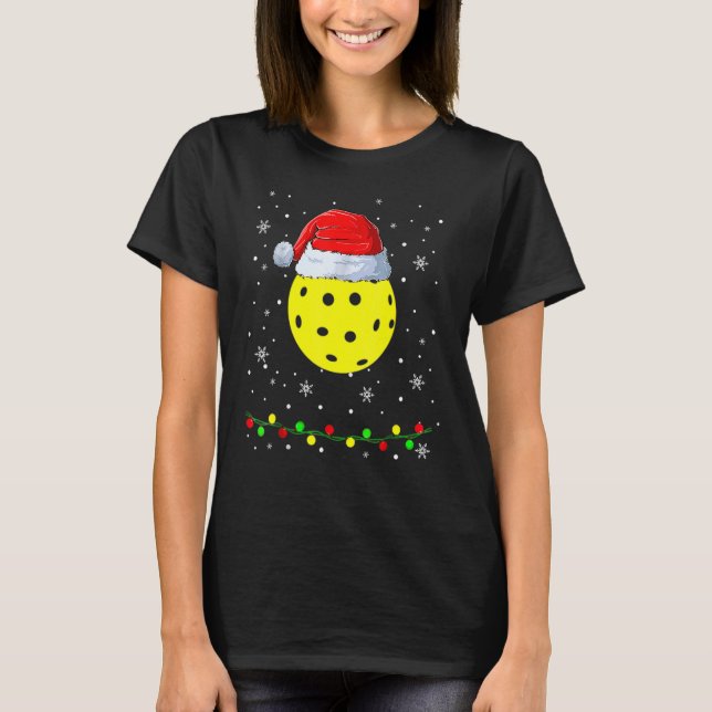 Camiseta Feriado de Natal no Natal Pickleball Santa Hat (Frente)
