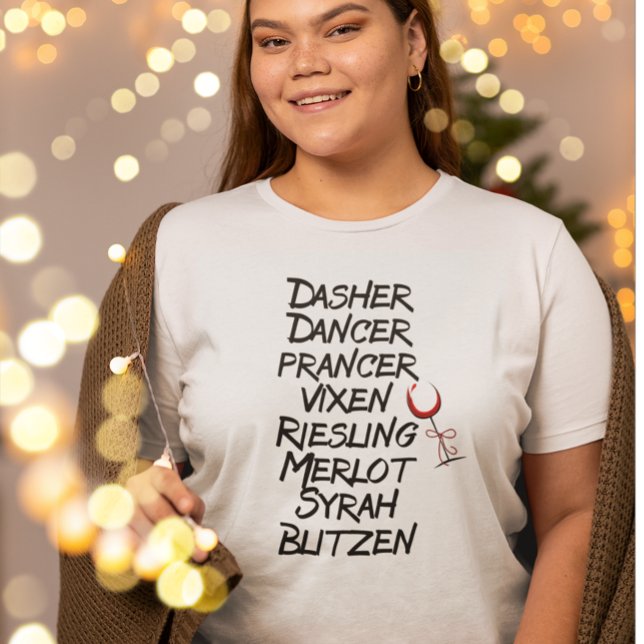 Camiseta Feriado de Natal Nomes de Reinador de Vinho Engraç (Criador carregado)