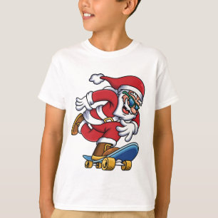 Camiseta Feriado de Natal nos Papais noeis de Skateboarding