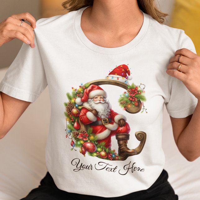 Camiseta Feriado de Natal para Monograma de Papais noeis Pe (Criador carregado)