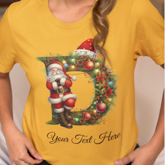 Camiseta Feriado de Natal para Monograma de Papais noeis Pe