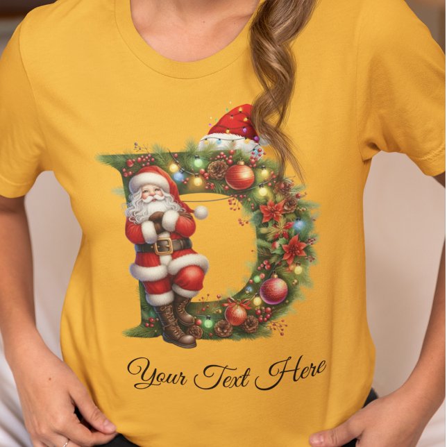 Camiseta Feriado de Natal para Monograma de Papais noeis Pe (Criador carregado)