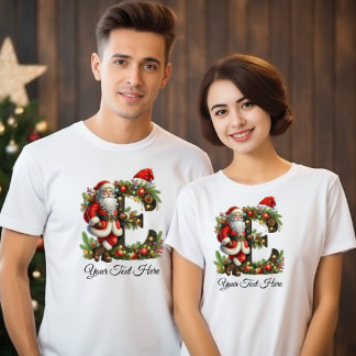 Camiseta Feriado de Natal para Monograma de Papais noeis Pe
