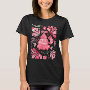 Camiseta Feriado De Natal Rosa E Feliz De Árvore Brilhante