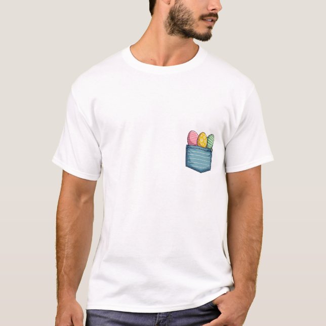 Camiseta Feriado de Páscoa de Coelho Feriado de Pocket Feri (Frente)