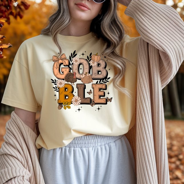Camiseta Feriado de Queda de Gobble Queda Boho Ação de Graç (Criador carregado)