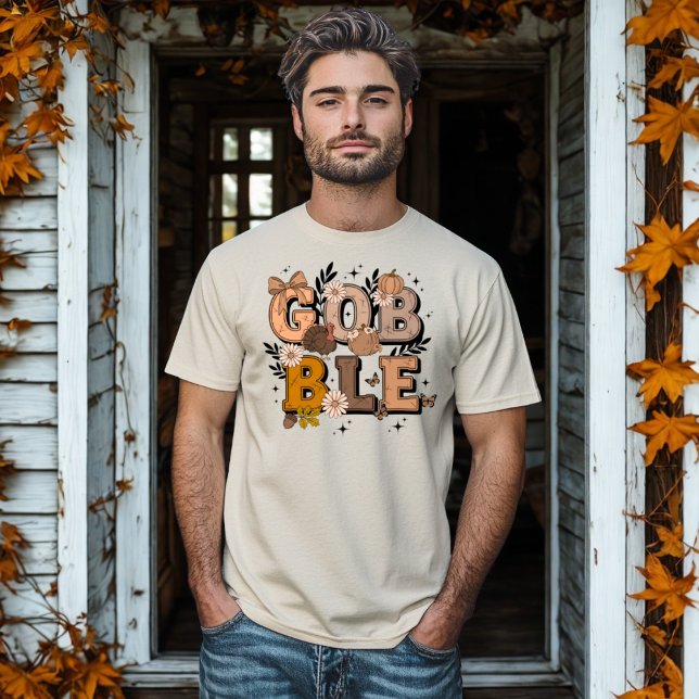 Camiseta Feriado de Queda de Gobble Queda Boho Ação de Graç (Criador carregado)