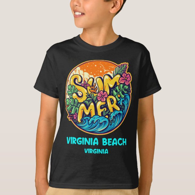 Camiseta Feriado de Souvenir na Virgínia Beach Summer (Frente)
