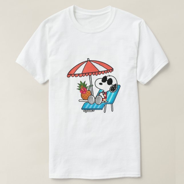 Camiseta Feriado de Verão de Praia Snoopy (Frente do Design)