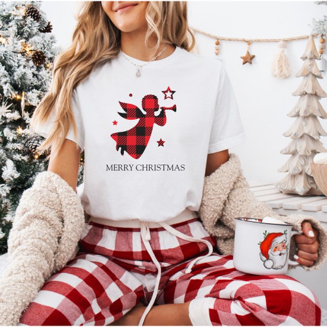 Camiseta Feriado de Xadrez Angel Buffalo no Natal Personali (Criador carregado)